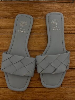 Women’s Light Blue Woven Slide Sandals